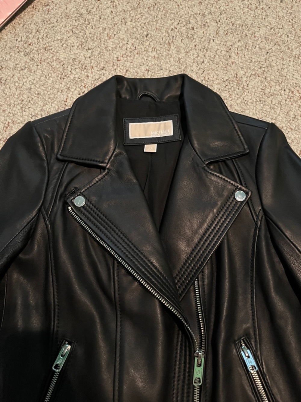 NWT Michael Kors Leather Moto Jacket - Picture 3 of 9